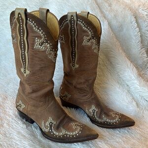 Old Gringo Brown Heeled Boots with Silver Accents